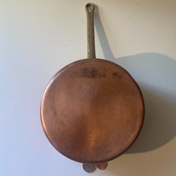 Vintage Metal Copper Cooking Pot, Pan, Quality, 12 1/2" Long and 6 1/2" x 3" Pot - Picture 1 of 4